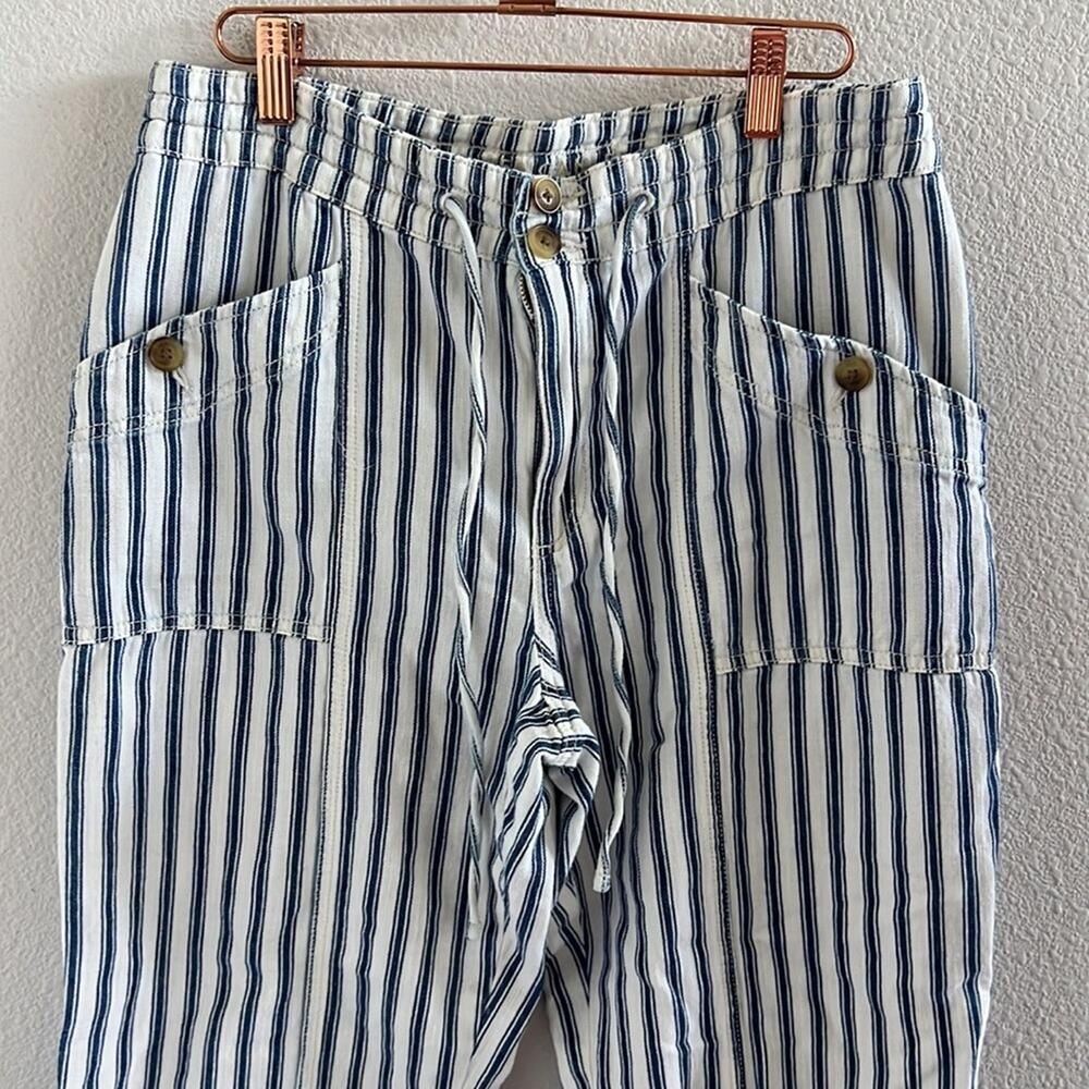 American Eagle Blue White Stripe Drawstring Waist Casual Pants Mid-Weight 10 - Picture 2 of 8